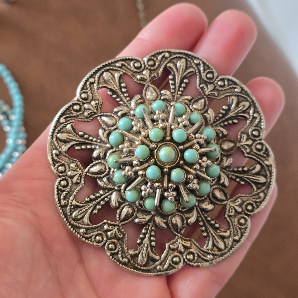 Turquoise and Gold Jewelry Set - Picture 7 of 16